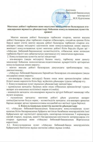 Консультациялық пункттің ережесі